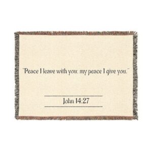 John 14:27 Scripture Woven Blanket | Peace I leave with you Bible Verse Throw