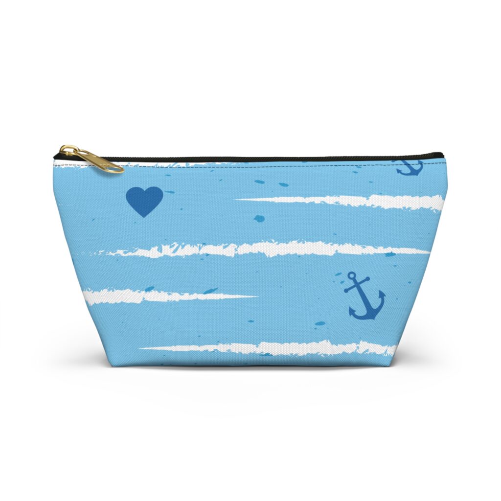 Nautical Anchors and Hearts Accessory Pouch